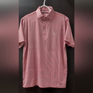 Rhoback Men's Small Striped Red/White Performance Polo Golf Shirt